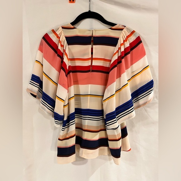 Kate spade oversized rainbow silk blouse small multi color puff sleeves girlcore - Picture 12 of 12